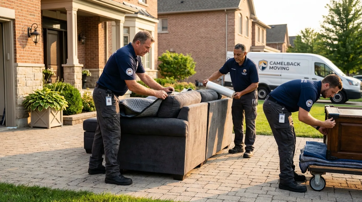 Large estate moving crew wrapping furniture in Blue Lake, CA